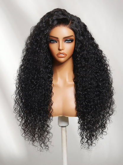 Sunber 7x5 Pre Cut Long Voluminous Bouncy Curls With Side Parting Lace Wig With Invisi Drawstring