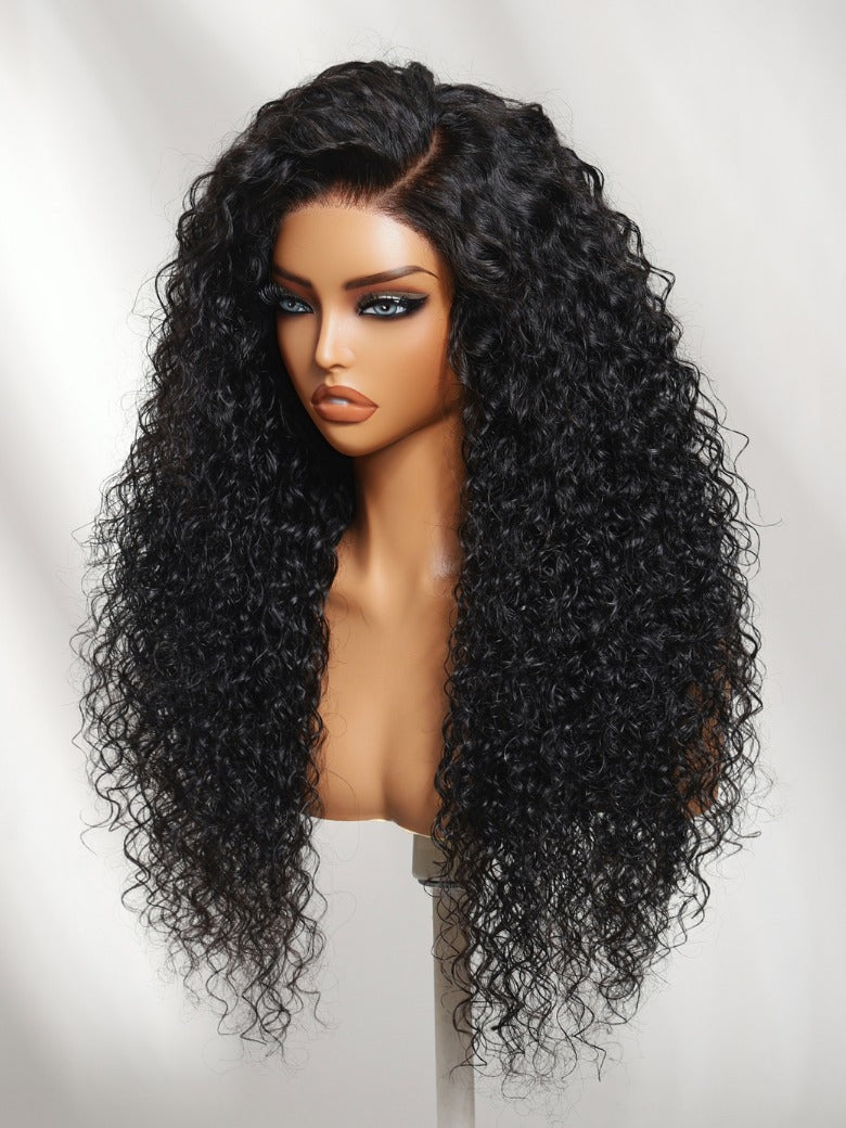 Sunber 7x5 Pre Cut Long Voluminous Bouncy Curls With Side Parting Lace Wig With Invisi Drawstring
