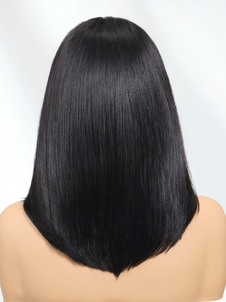 Sunber 7x5 Pre Cut Rachel-Inspired Blunt Layered Shoulder-Length Silky Straight Bob Lace Wig With Side Part Bangs Flash Sale