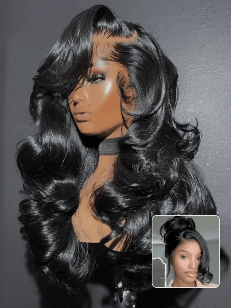 Sunber 13x4 Pre-Everything Wig With Loose Wave Face-Framing Layers And Side-Swept Bangs With Drawstring  Glueless Human Hair Wig