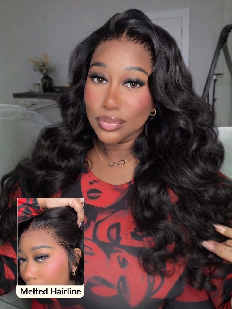 Sunber 180% Density 13x4 Pre-Everything Loose Wave Glueless Lace Frontal Wig –Feathered Style and Elastic Drawstring Flash Sale