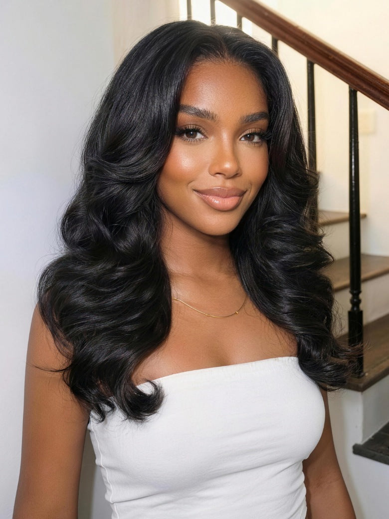Sunber 200% Density Feathered Hairstyles With Face-framing 7x5 Pre Cut Lace Wig With Full Bouncy Blowout