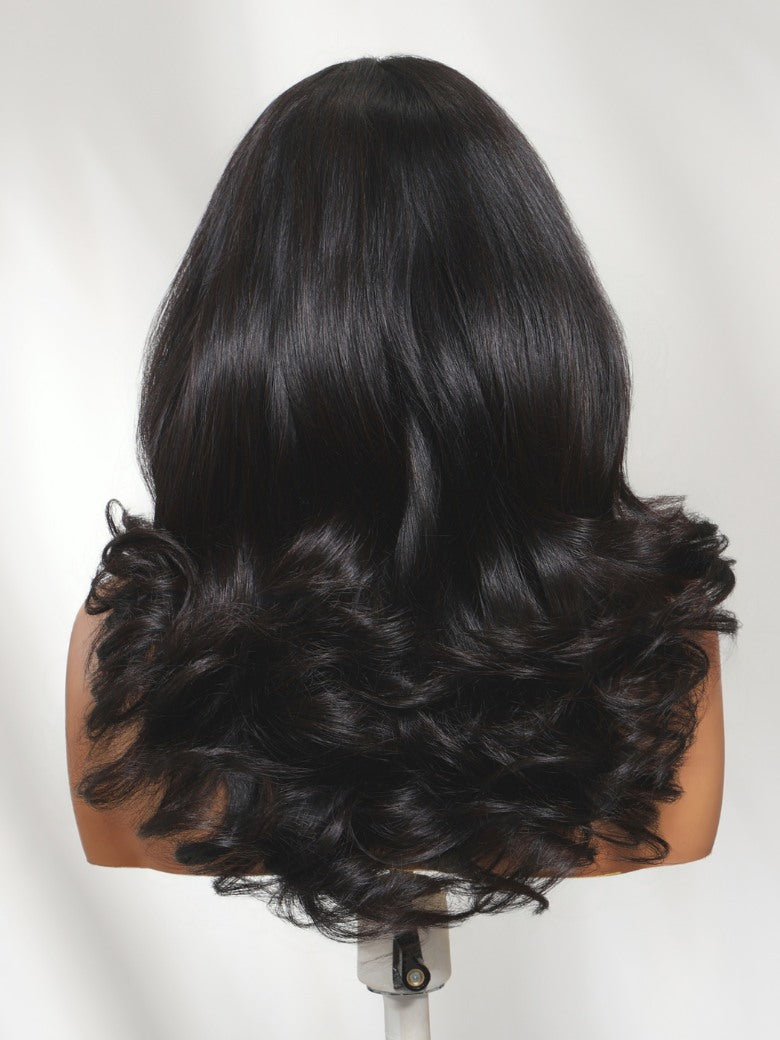 Sunber 200% Density Feathered Hairstyles With Face-framing 7x5 Pre Cut Lace Wig With Full Bouncy Blowout