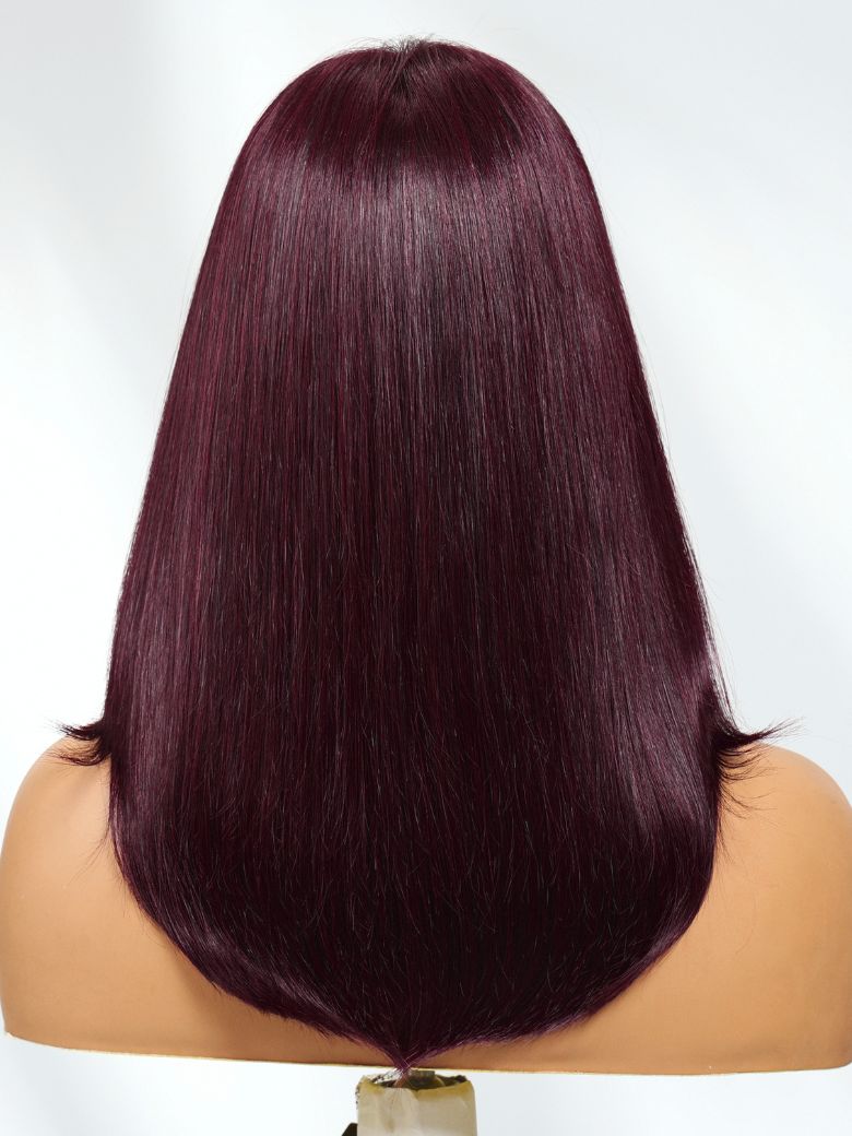 Extra 50% OFF | Sunber Purple Black Cherry Wispy Blow Out 7x5 Pre Cut Lace Loose Wave Bob Wig With Invisi Drawstring