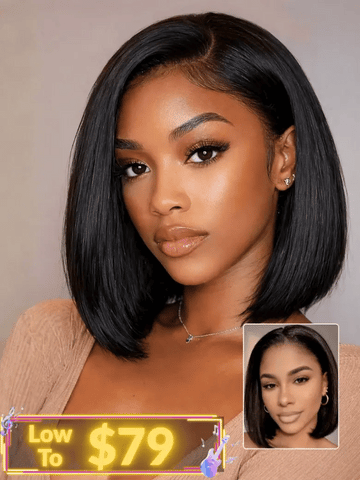 Sunber Blunt Cut Light Yaki Straight 7x5 Pre-Cut Lace Bye Bye Knots Glueless Bob Wig Pre-plucked Flash Sale
