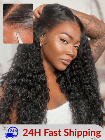 [20''=$139]Sunber 13x6 Pre Cut 180% Density Wet And Wavy Water Wave Natural Black Lace Frontal Wig With Invisi Drawstring Flash Sale
