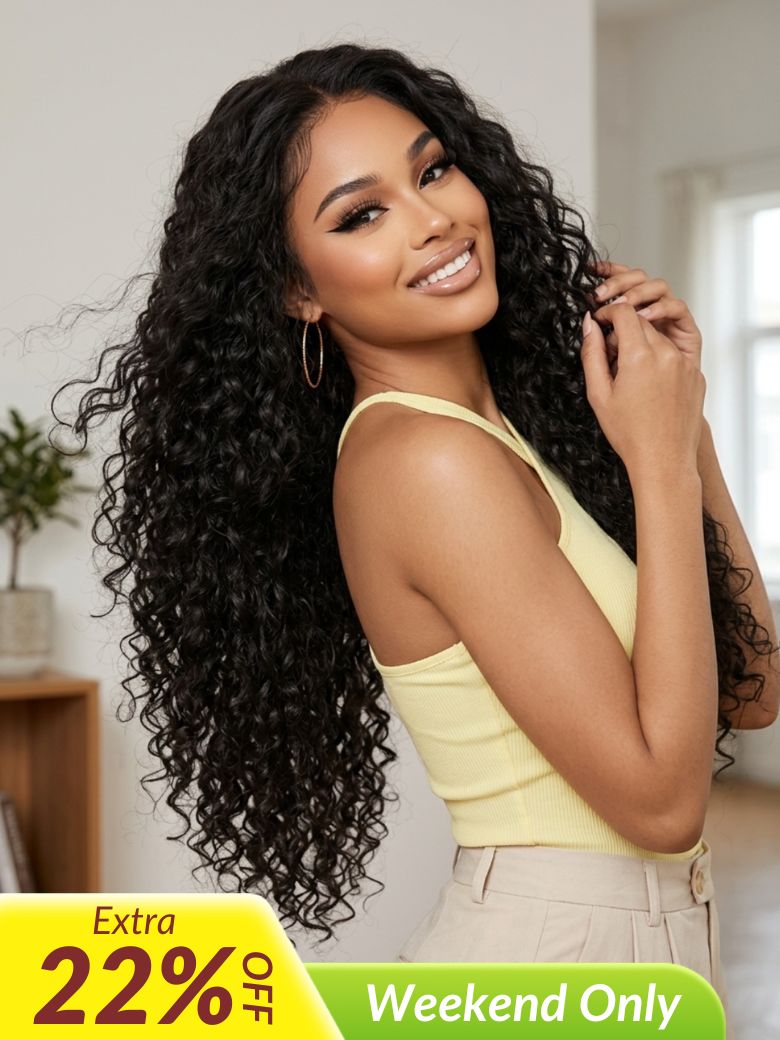 Sunber 180% Density 7x5/ 13x4 Pre-Everything Water Wave & Curly Mixed Pre Cut Lace Frontal Human Hair Wigs With Invisi Drawstring