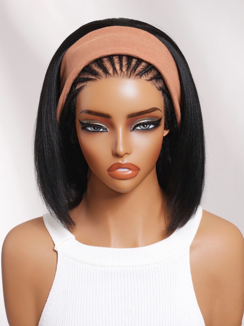 Sunber Blend & Secure Blow-out Natural Black Yaki Straight Bob Half Wig With Invisi Drawstring
