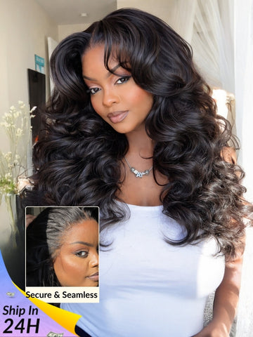 Sunber 180% Density 13x4 Pre-Everything Loose Wave Glueless Lace Frontal Wig –Feathered Style and Elastic Drawstring Flash Sale
