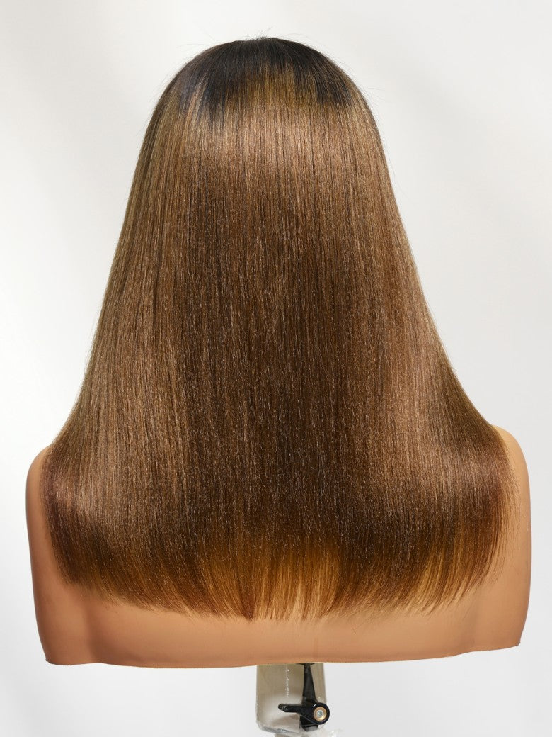 Extra 70% OFF | Sunber Bye Bye Knots Wig 7x5 Glueless Lace Black to Chestnut Brown Ombre Yaki Straight Wig With Bleached Knots