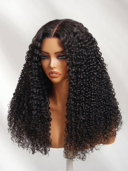 Sunber 5x5 HD Jerry Curly Natural Black Pre Cut Lace Wig With Invisi Drawstring