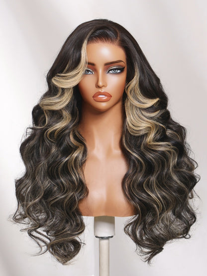 Sunber 7x5 Pre Cut Blonde Balayage Highlight Body Wave Lace Wig With Soft Face-Framing Layers