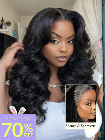 Sunber 180% Density 13x4 Pre-Everything Loose Wave Glueless Lace Frontal Wig –Feathered Style and Elastic Drawstring Flash Sale