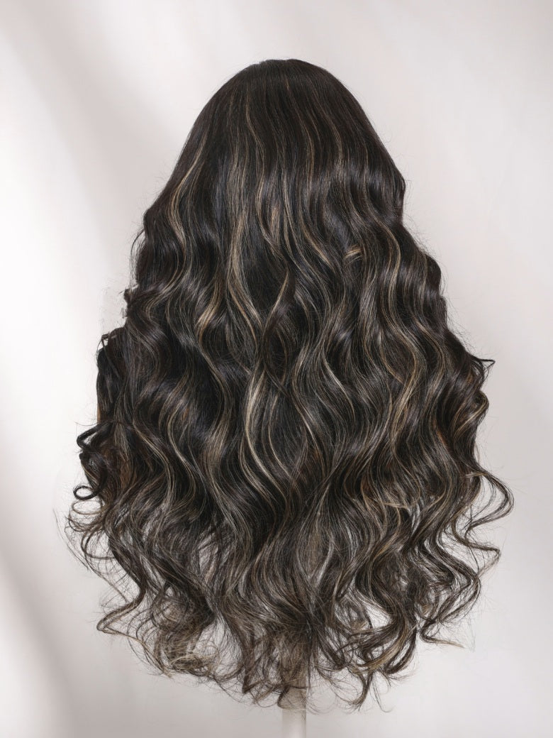 Sunber 7x5 Pre Cut Blonde Balayage Highlight Body Wave Lace Wig With Soft Face-Framing Layers