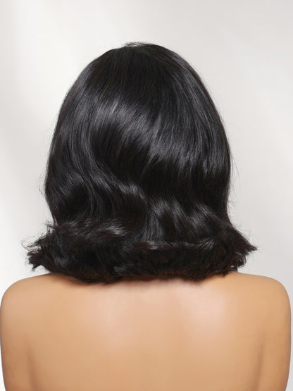 Sunber 180% Density 7x5 Pre Cut Blowout Body Wave Sleek Layered Bob Lace Wig with Feathered Ends