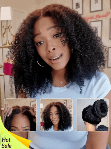 Sunber 7x5 Pre Cut 200% 4C Kinky Edge Baby Hair Curly Pre-Cut Lace Human Hair Wigs Bleached Knots With Invisi Drawstring