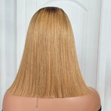 Flash Sale 180% Density 13*5 T Part Lace Front Golden Blonde With Dark Roots Bob Wig Human Hair