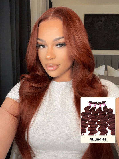 Sunber Hair Reddish Brown Body Wave 4 Bundles 100% Human Hair Bundle Deals