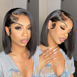 Sunber $100 Off Blunt Cut Bob 6*4.75 Pre-Cut Lace Wigs 13*4 Lace Frontal Human Hair Wig Pre-plucked