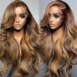 Sunber Body Wave Honey Blonde Highlights Lace Frontal Wigs Super Natural and Realistic Lace Closure Wig