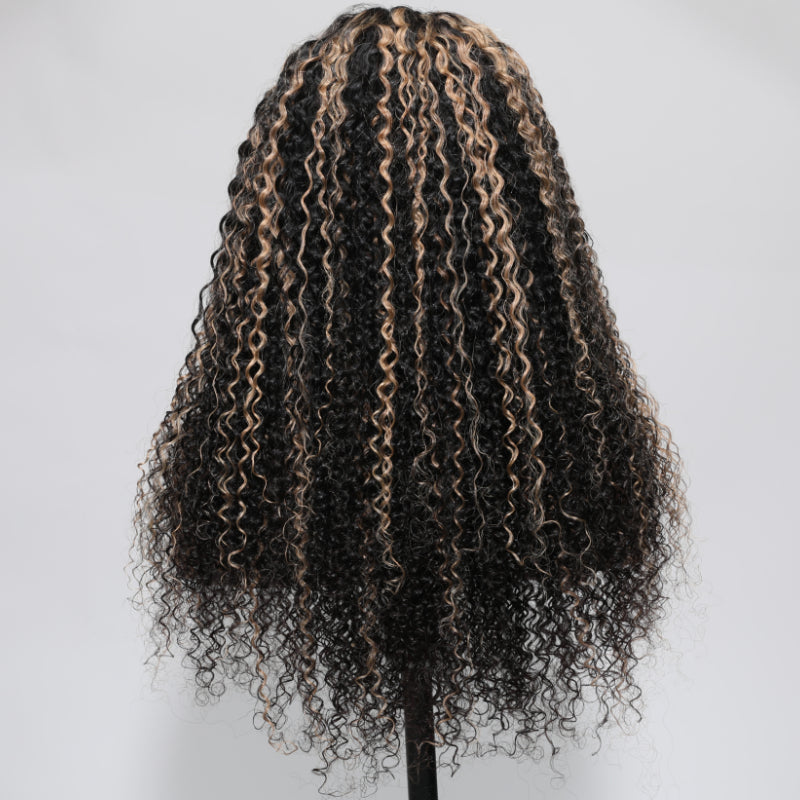 Flash Sale Sunber Balayage Blonde Highlight Curly 13x4 Lace Front Wig Pre-Plucked With Babyhair