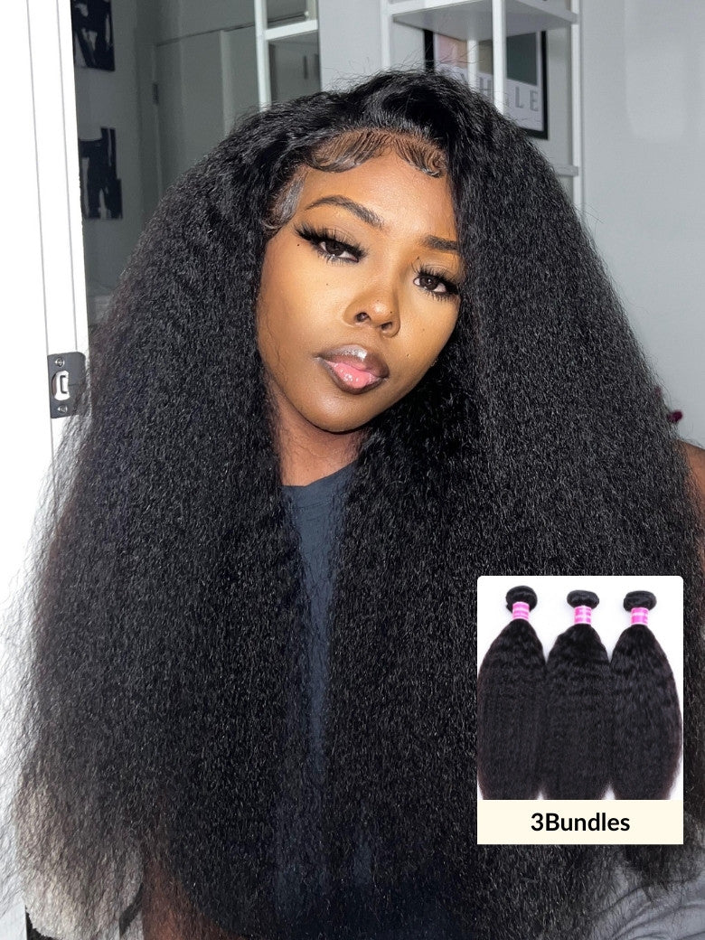 Sunber Hair 3 Bundles Brazilian Kinky Straight Hair Weft On Sale 8-26 Inches 100% Human Hair