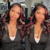sunber Blonde Red Highlights With Multi Color wig