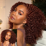 Flash Sale Sunber Kinky Straight Reddish Brown Lace Front Wig Dark Auburn Copper Color Human Hair Wigs