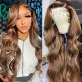 Sunber Body Wave Honey Blonde Highlights Lace Frontal Wigs Super Natural and Realistic Lace Closure Wig