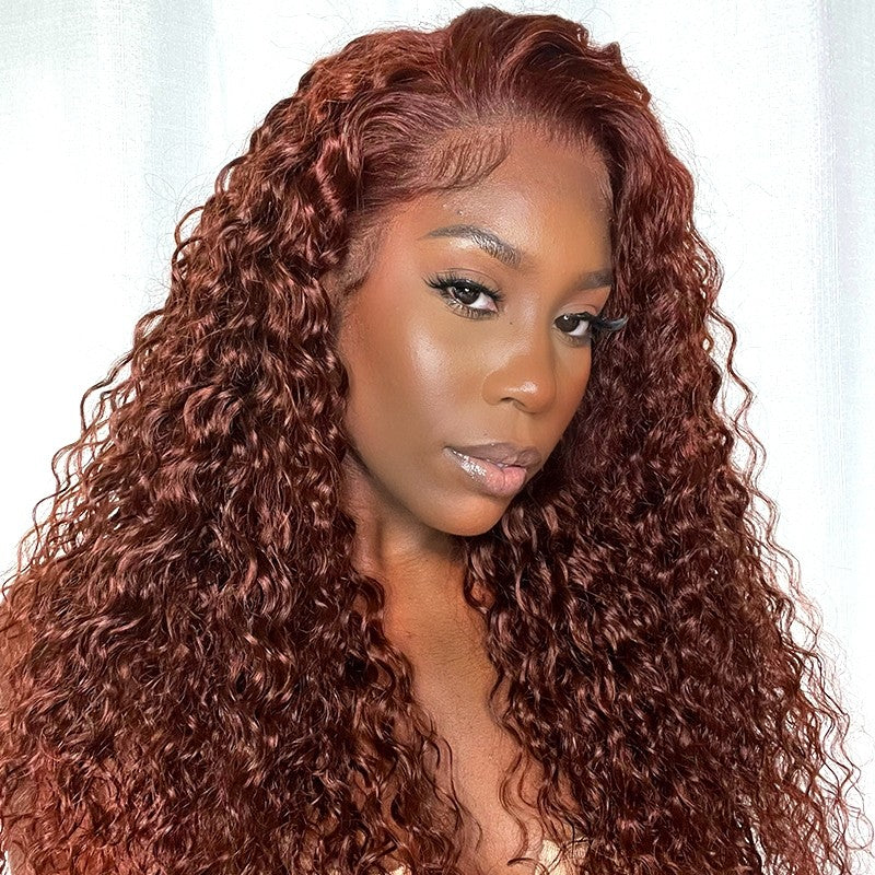 Clearance Sale Reddish Brown Wet And Wavy Lace Front Water Wave Wig Flash Sale