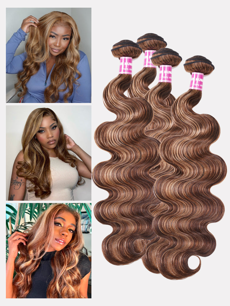 Sunber Ombre Blonde Highlight Body Wave 3 Bundles Human Hair Weave Extensions