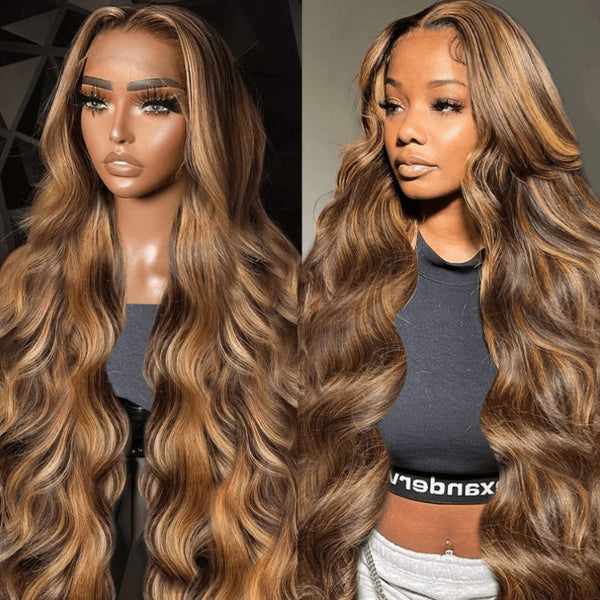 Flash Sale Sunber 13 By 4 Lace Frontal Wigs Body Wave Blonde Highlight 7x5 Pre Cut Lace Closure Wigs