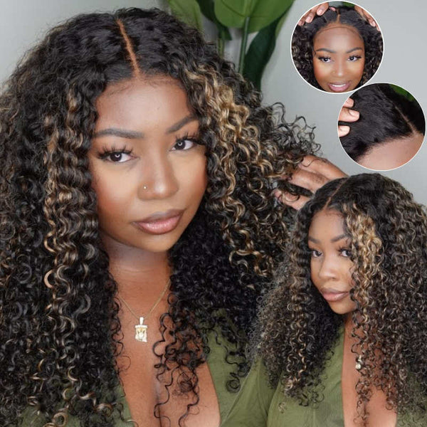 【22“=$99】Flash Sale Sunber Balayage Blonde Highlight Curly 6*4.75 Pre-Cut Lace 13x4 Lace Front Wig Pre-Plucked With Babyhair