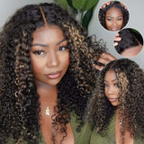 Flash Sale Sunber Balayage Blonde Highlight Curly 13x4 Lace Front Wig Pre-Plucked With Babyhair