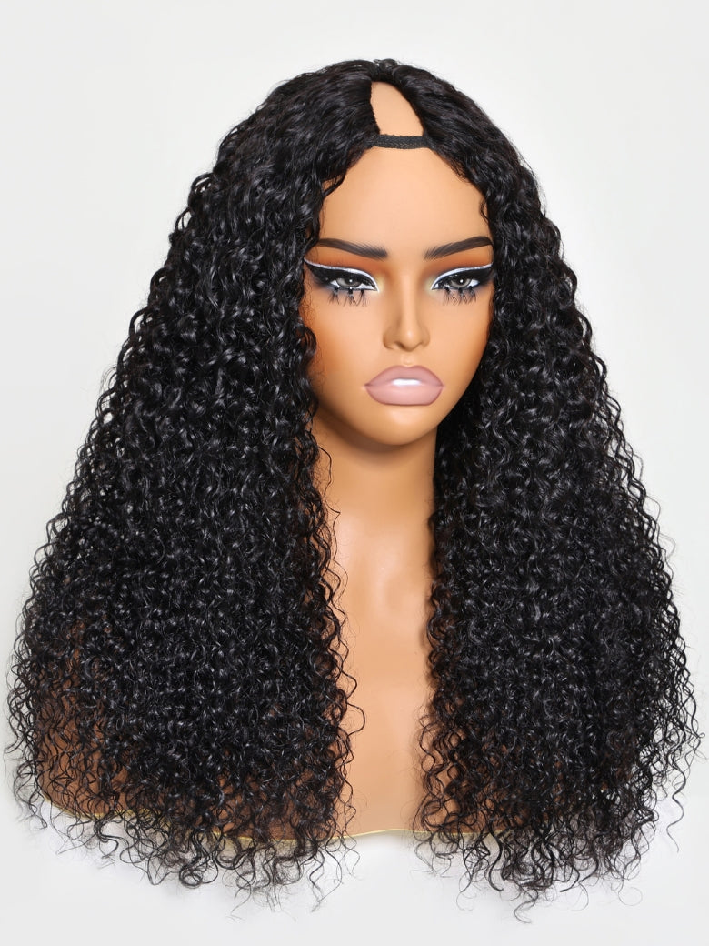 Flash Sale Sunber Upgrade New V Part No Leave Out Glueless Jerry Curly Wig With Invisi Drawstring