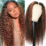 Flash Sale Sunber U Part Wigs Balayage Highlight Curly Effortless To Put On Human Hair Wig