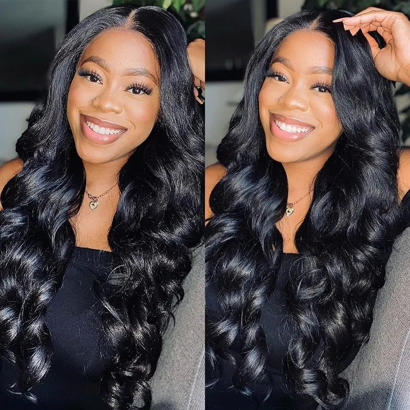 22"=$79 Fluffy Silk Press Soft Layered Yaki Loose Wave New V Part Wig With Drawstring Glueless Human Hair Wigs