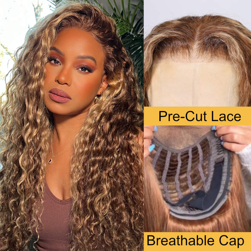  Honey Blonde Highlighted lace closure wig