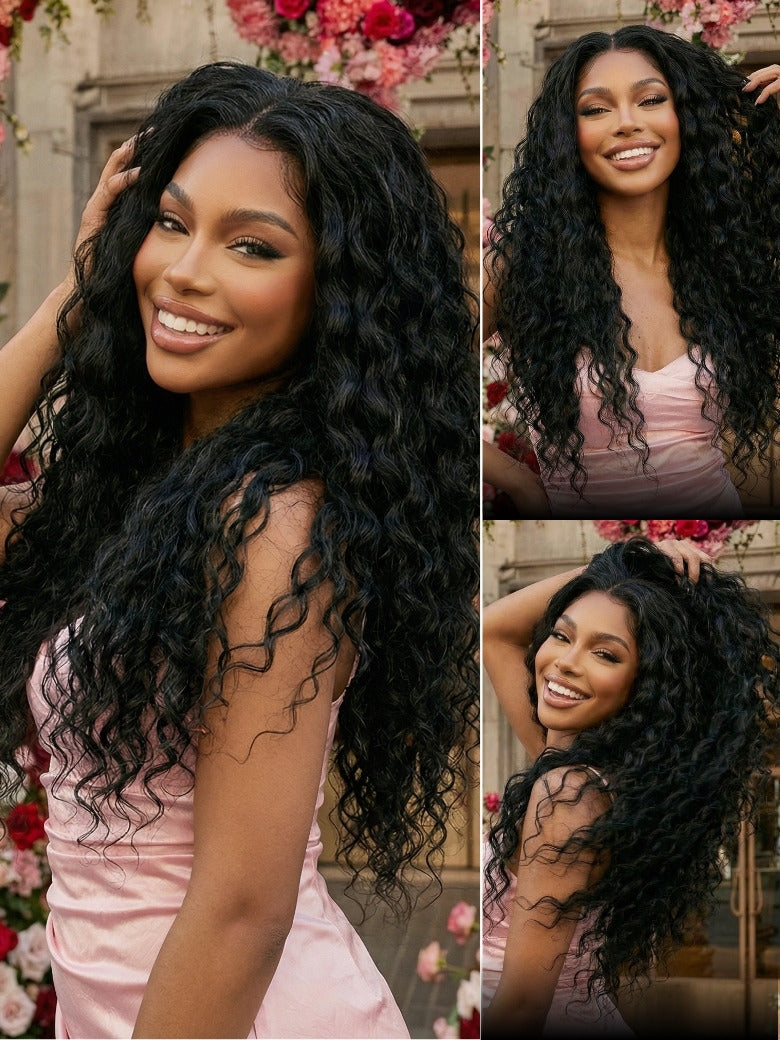 Sunber 180% Density 7x5/ 13x4 Pre-Everything Water Wave & Curly Mixed Pre Cut Lace Frontal Human Hair Wigs With Invisi Drawstring