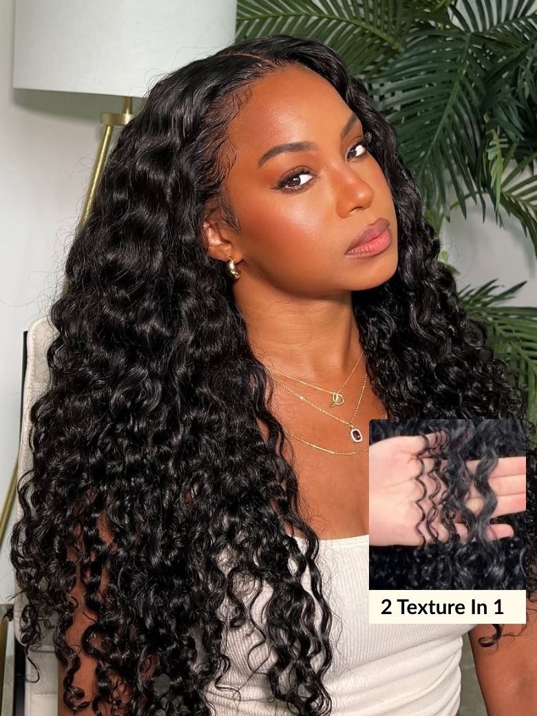 Extra 70% OFF | Sunber 13x4 Pre-Everything Lace Frontal Wig Water Wave &amp; Curly Mixed Human Hair Wigs