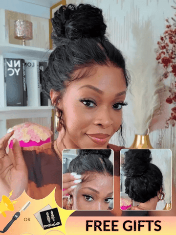 Sunber 13x6/ 7x5 HD Wet And Wavy Water Wave Bye Bye Knots Pre-Cut Lace Frontal Wigs With Elastic Drawstring