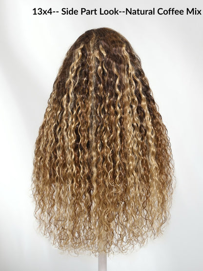 Sunber Water Wave Honey Blonde Highlighted 13x4 Pre Everything Lace Frontal Wig With Invisi Drawstring