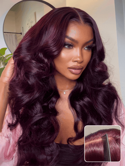 Sunber Black Cherry Lace Frontal Dark Burgundy Wig-Long Layered Cut &amp; Pre Everything &amp; Flash Sale