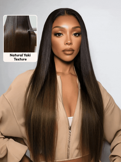 Sunber 7x5 Bye-Bye Knots Ombre Chestnut Brown Put On and Go Yaki Straight Lace Wig Flash Sale