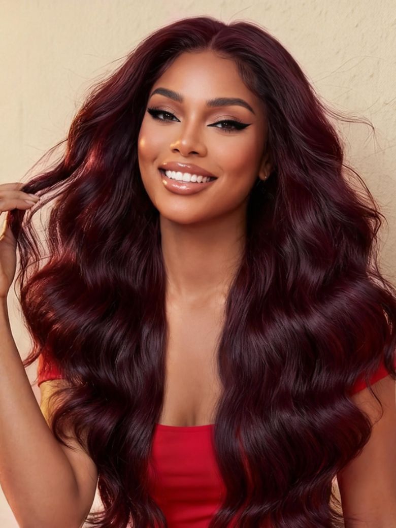 Sunber Black Cherry Lace Frontal Dark Burgundy Wig-Long Layered Cut &amp; Pre Everything &amp; Flash Sale