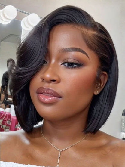 Sunber Blunt Cut Light Yaki Straight 7x5 Pre-Cut Lace Bye Bye Knots Glueless Bob Wig Pre-plucked Flash Sale