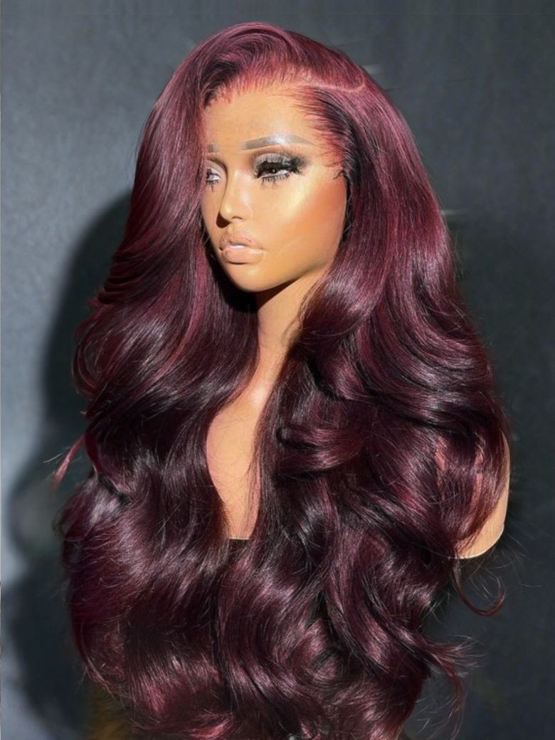 Sunber Black Cherry Lace Frontal Dark Burgundy Wig-Long Layered Cut & Pre Everything & Flash Sale