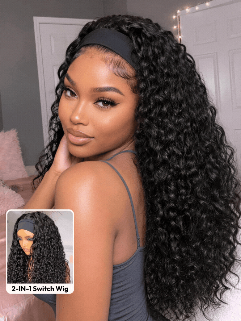 Sunber Headband Half Wig Beginner Friendly 2-IN-1 Switch™ Water Wave Glueless Wig With Flash Sale