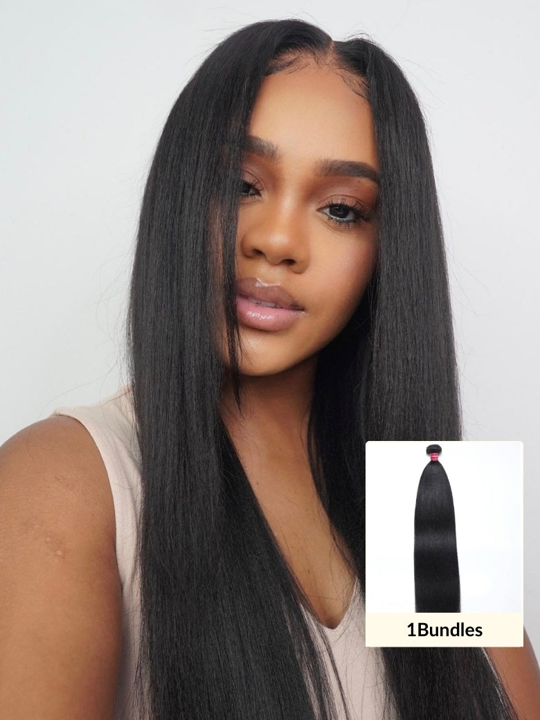 Sunber Yaki Straight 1 Bundle Virgin Human Hair One Bundle With 8-26inches Hair Weave