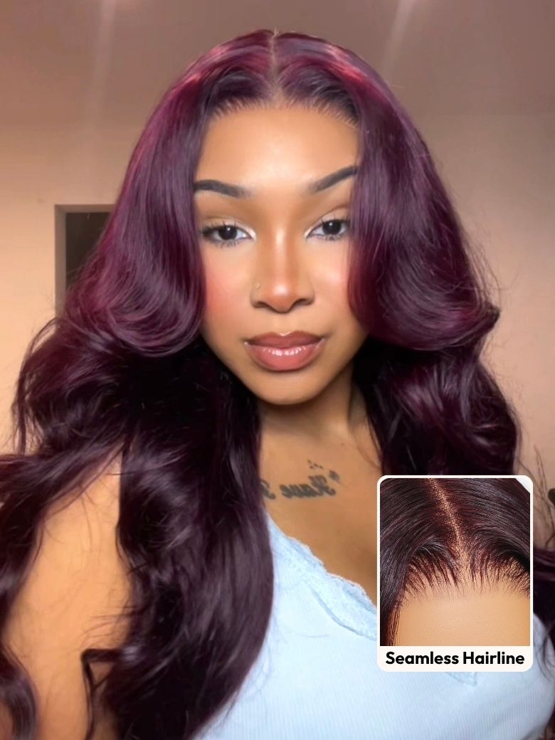 Sunber Black Cherry Lace Frontal Dark Burgundy Wig-Long Layered Cut &amp; Pre Everything &amp; Flash Sale